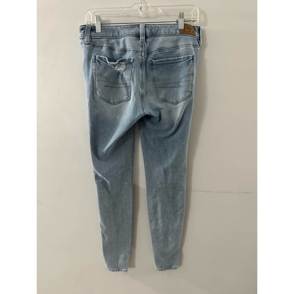 American Eagle The Dream Jean Hi-Rise Jeggings Distressed Light Wash Size 6 - Picture 5 of 6